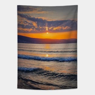 Vibrant sunrise at the Bulgarian coastline Tapestry