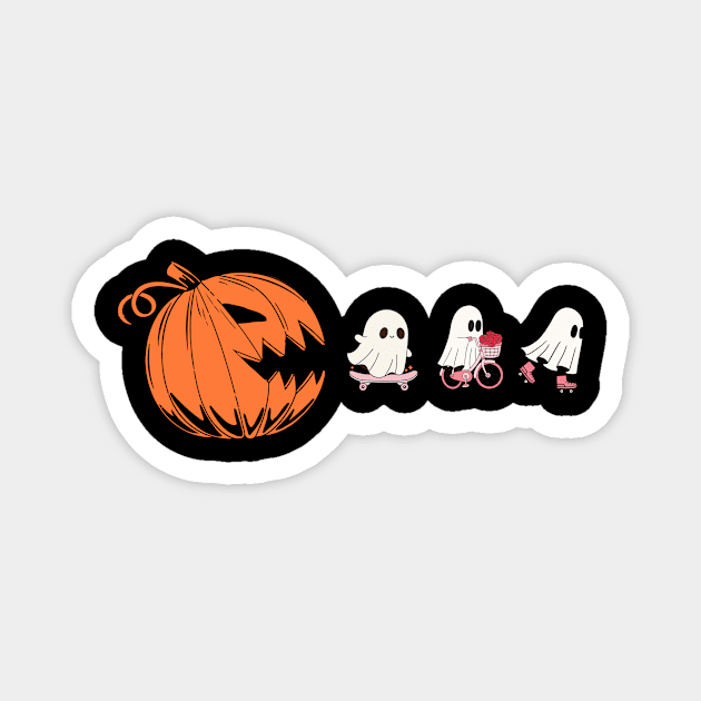 Pumpkin Eating Ghosts Halloween Magnet by The WYLD Tribe