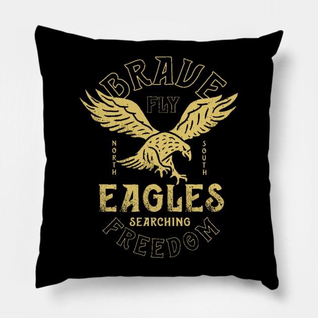 Brave Eagles Fly for Freedom Patriotic USA American Eagle Eagle America US United States of America Patriotism United State Brave Free Freedom Pillow by ballhard