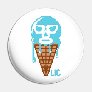 Lucha Ice Cream Logo PIXEL BLUE Pin