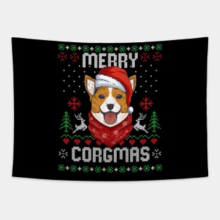 Merry Corgmas Ugly Christmas Sweater Funny Xmas Corgi Gift Tapestry