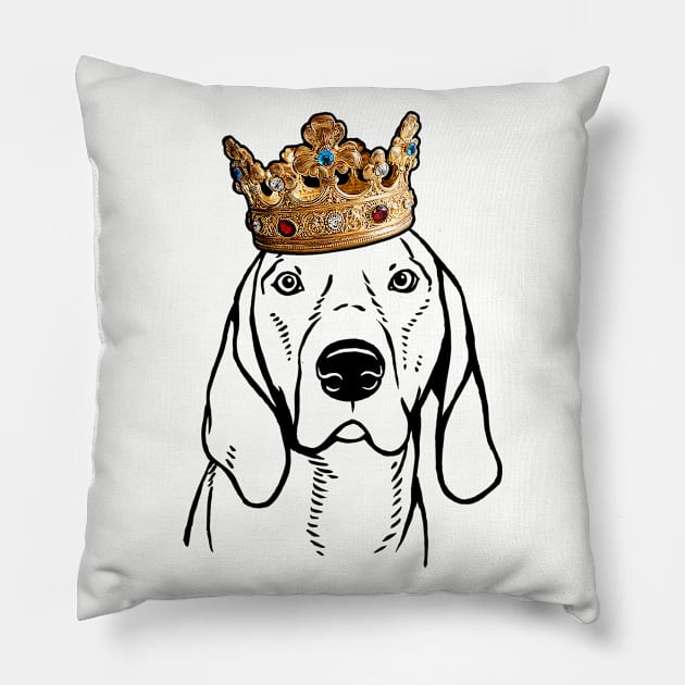 American English Coonhound Dog King Queen Wearing Crown Pillow by millersye