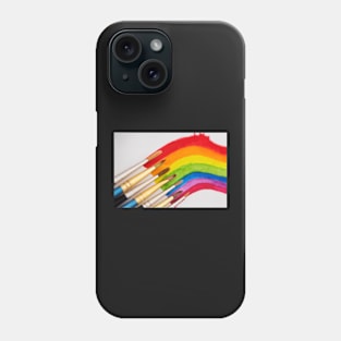 Watercolored rainbow swirl and brushes Phone Case