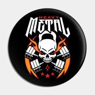 Heavy Metal (Kettlebell Skull Cross Barbell) Red Blaze Pin