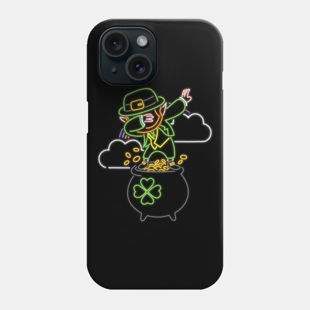 80s Retro Neon Sign Leprechaun Dabbing St Patrick - 80's Gift Phone Case by PhuNguyen