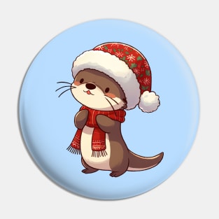 Cute Christmas Otter Pin