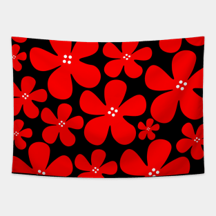 Red and black floral flowers pattern Tapestry