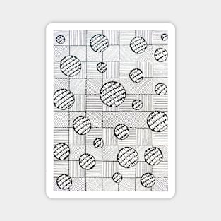 Handmade black and white squares pattern Magnet