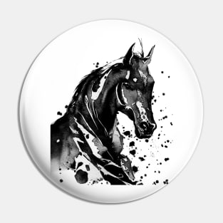 Paint-Washed Silhouette of a Racehorse With a Splattered Background Digitally Enhanced Pin