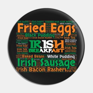 Full Irish Breakfast Ingredients Word Cloud Flag Ireland Pin