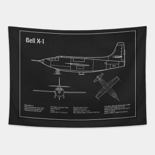 Bell X-1 - Airplane Blueprint - PD Tapestry