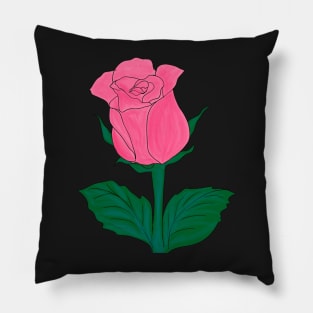 Pink Rose Watercolor Drawing Pillow