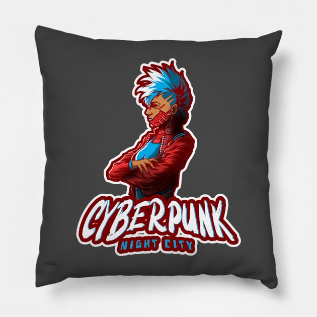 Cyberpunk Night City Pillow by Tip Top Tee's