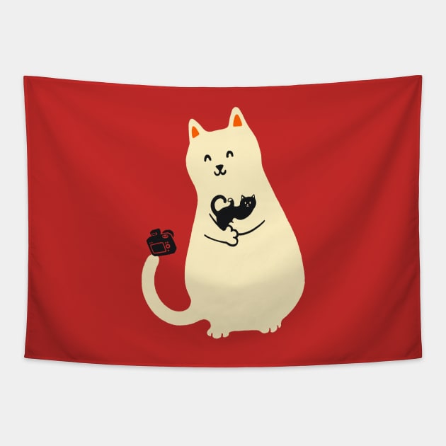 Happy go Lucky Cat 1 Selfie Tapestry by Chewbarber