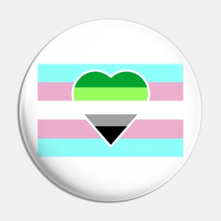 Transgender Pride Flag with Aromantic Heart (White-Stripe Variant) Pin