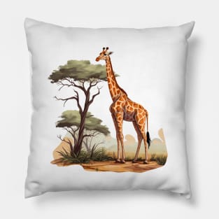 Watercolor Giraffe Pillow