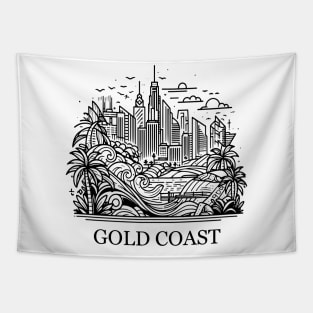 gold coast australia city simple line art illustration Tapestry