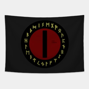 Red Isa Elder Futhark Rune Symbol Tapestry