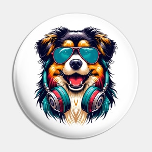 Tibetan Terrier Smiling DJ in Colorful Japanese Art Pin