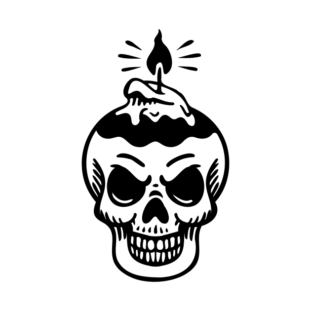 Skull With A Candle by HustleHardStore