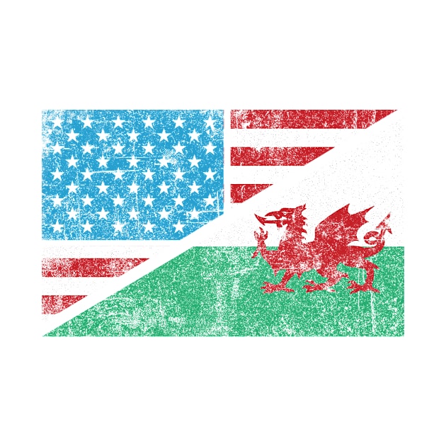 Welsh American flag in cool distressed design by Keleonie