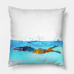 Swimmer in watercolor Pillow