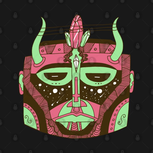 Pink Mint African Mask No 8 by kenallouis