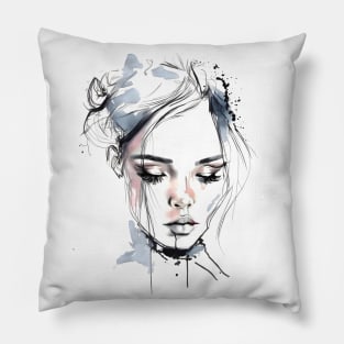 Portrait of a girl in watercolor. Pillow