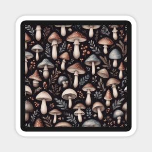 Dark Vintage Mushroom Pattern Neutral Magnet