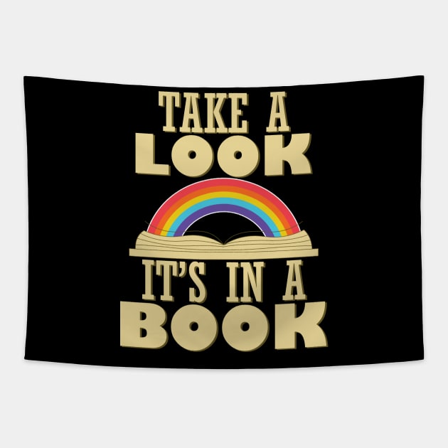 Take a Look, it's In a Book Retro Reading Rainbow Tapestry by teestaan