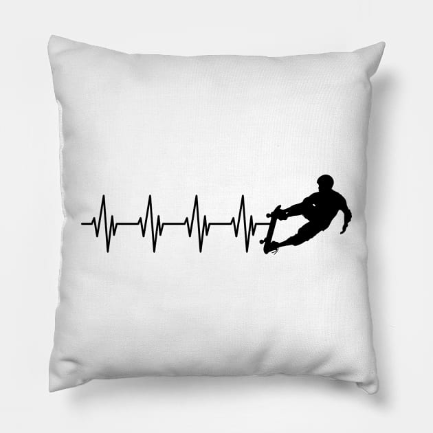 Skateboarder Heartbeat Pillow by KC Happy Shop