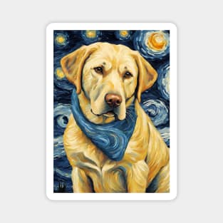 Labrador Retriever Dog Breed in a Van Gogh Starry Night Art Style Magnet