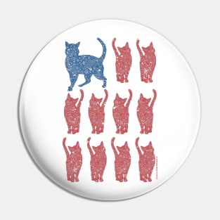 Vertical United States Distressed Cat Flag Circle Design Pin