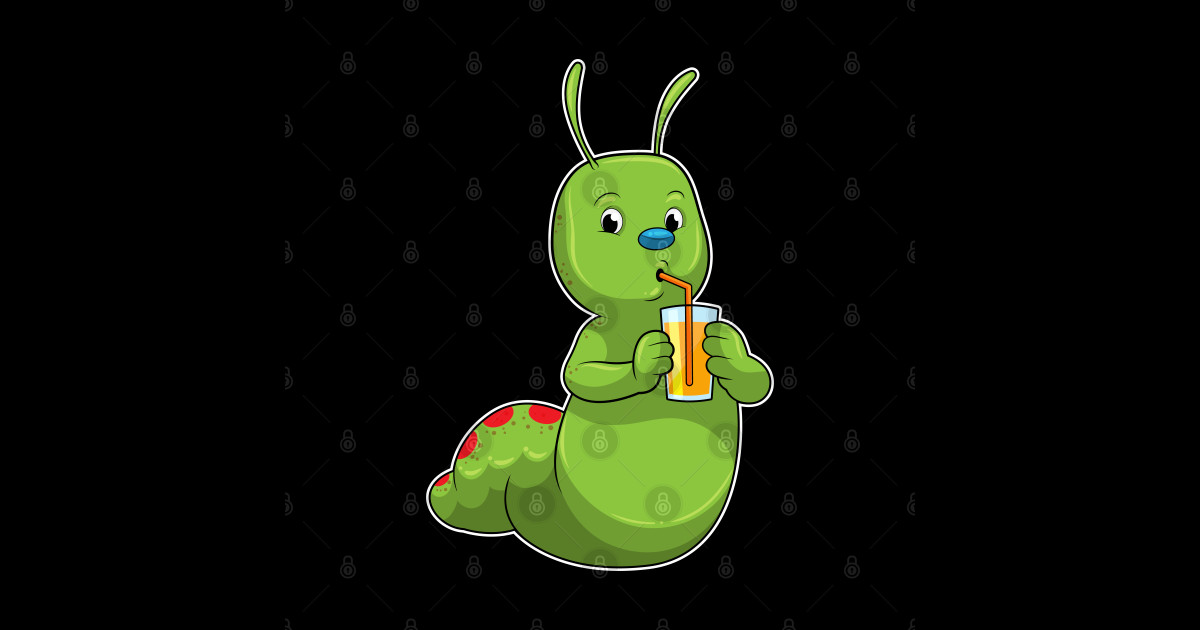 Caterpillar with Glass of Orange juice Caterpillars Sticker TeePublic