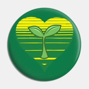 Gardening lover, sunset heart. Garden lover, green plants fan and vegans gift Pin