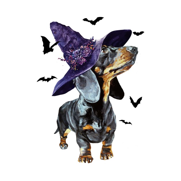 Halloween Witch Dachshund Funny Halloween Gifts by nicholsoncarson4