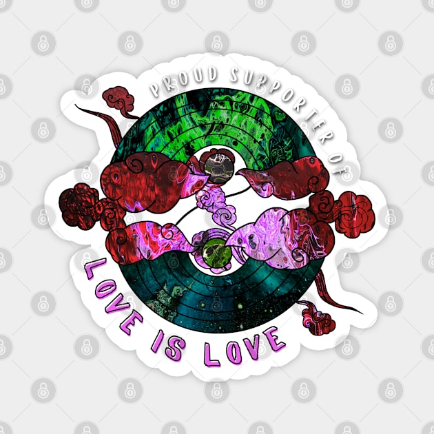 Proud Supporter of Love is Love Rainbows - Space Green & Red Magnet by v_art9