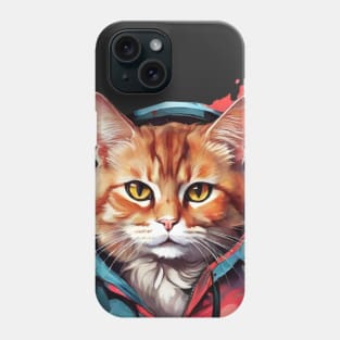 Orange cat in hoodie Phone Case