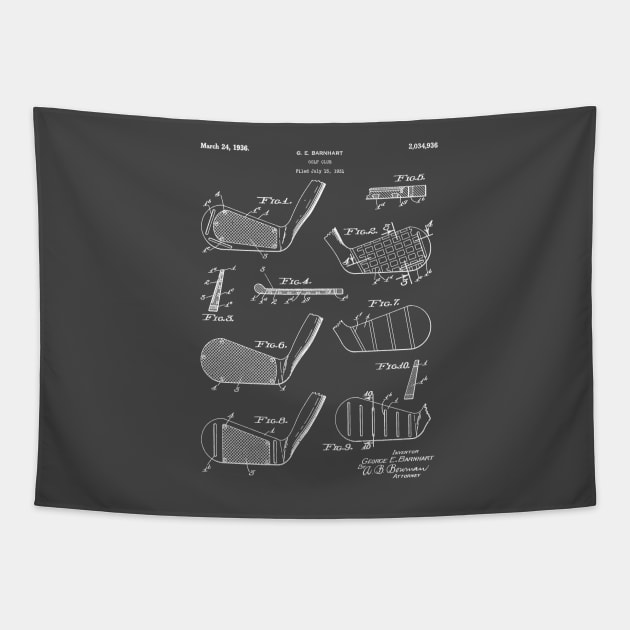 Golf Clubs Patent - Golfing Art - Antique Tapestry by patentpress