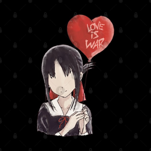 Kaguya sama Kaguya shinomiya holding a heart-shaped red balloon with text on it in an aesthetic watercolor art by Animangapoi