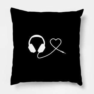 Headphones with heart design cute simple Pillow