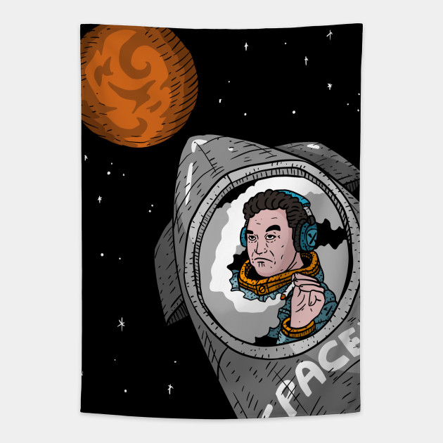 Elon Musk Rides Starship To Mars Fan Artwork Transparent Background Spacex Tapestry Teepublic