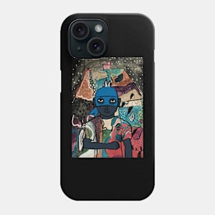 Mysterious Male Character with Basic Mask and Blue Accents in a Night of Secrets Phone Case