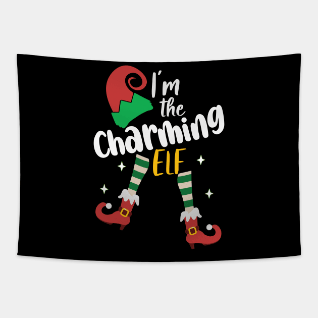 Funny I'm The Charming Elf  Matching Christmas family Tapestry by alcoshirts