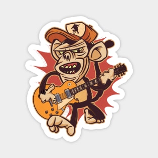 Retro Chimpanzee Guitar Player Graphic Magnet