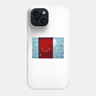 Red wooden door with golden vintage knockers Phone Case