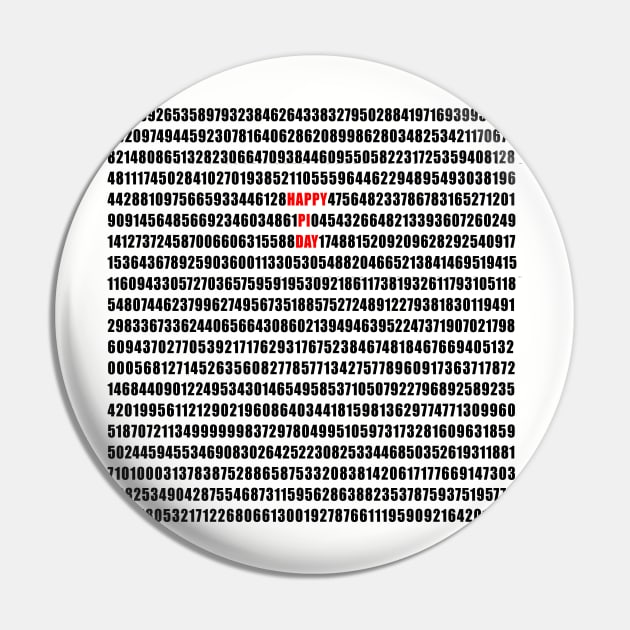 Happy Pi Day with Pi Out to 1000 Digits Pin by Scarebaby