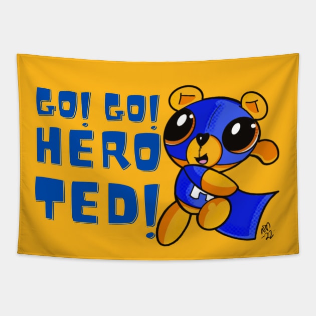 Go! Go! Hero Ted! Tapestry by Alt World Studios