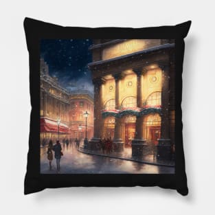 Christmas in town square Pillow