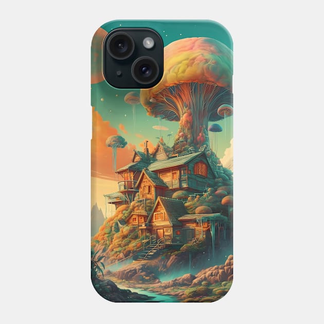 Trippy Cabin In The Forrest Phone Case by emanuellindqvist